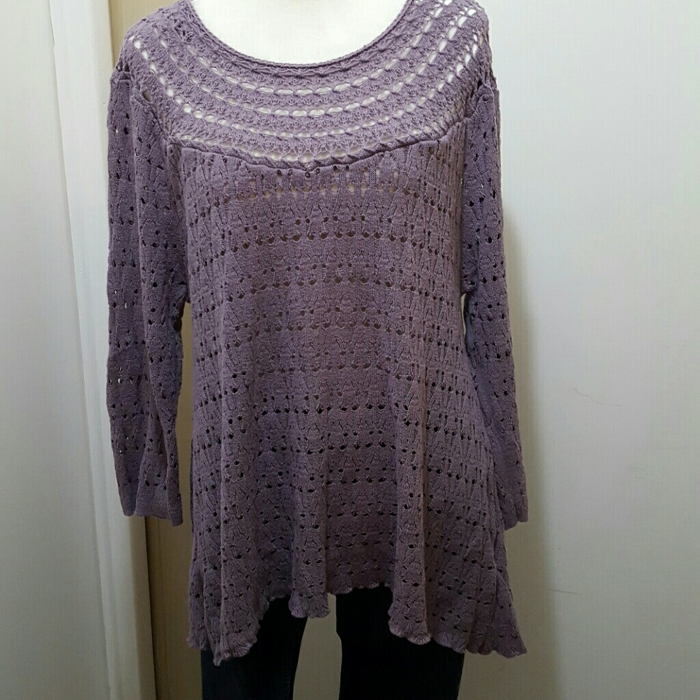Purple Knit Cotton Sweater